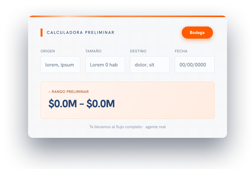 Calculadora preliminar de bodegas